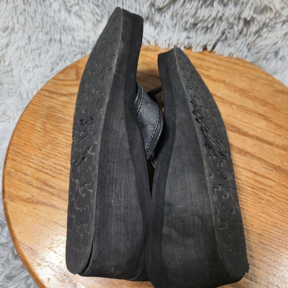 Coach Jolene Womens Size 7.5B Signature Platform Wedge Flip-Flops Sandals - Picture 2 of 8